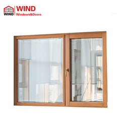 Aluminum Wood Inward Opening Casement Windows with Built in Blinds