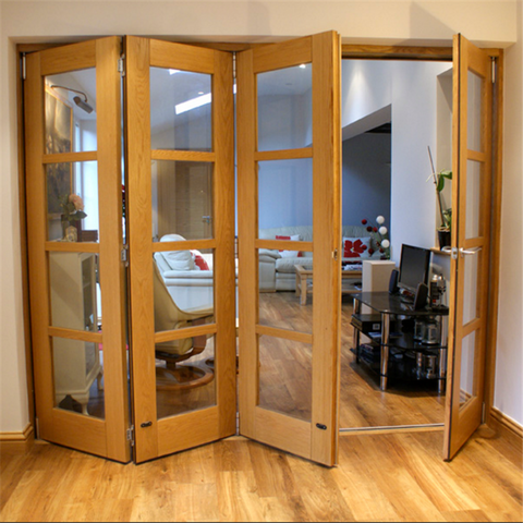 Aluminum door for big view with stopper bi folding window doors for bedroom with clad wood design on China WDMA