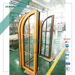 Aluminum wood double glazing arch window on China WDMA