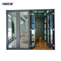 Alwew Aluminum Glass Patio Exterior Bifold Doors Double Glazing aluminum sliding door on China WDMA