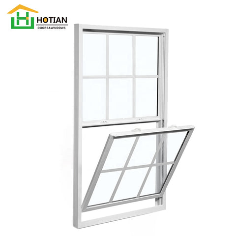 American extrusion vertical sliding double single glass hung sash window profile vinyl upvc window on China WDMA