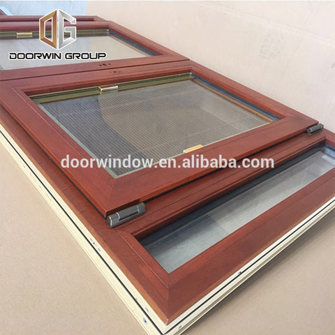 American oak wood clad aluminum france windows tilt turn window with built in shutter on China WDMA