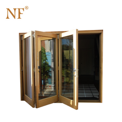 Antique wood look aluminum double glass sliding foldable stackable door on China WDMA on China WDMA