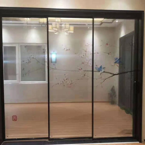 Best price narrow frame 3 panel patio sliding door with standard sizes on China WDMA