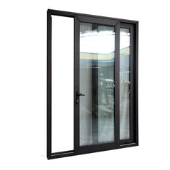 Black aluminum frame triple glazed sliding glass doors with german brand on China WDMA