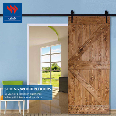 Bright-colored side panel solid wood hanging doors sliding barn wooden interior door for living room on China WDMA