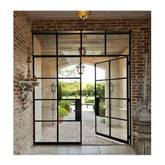 China Manufacturer Swing Open Exterior Black Metal French Doors Panel With Hardware Kit on China WDMA