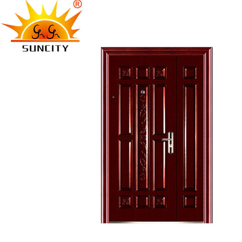 Chinese exterior security double solid wood steel doors on China WDMA