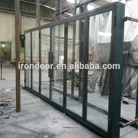 Commercial Wrought iron French Bifolding door with roller system 5 to 6 panels on China WDMA