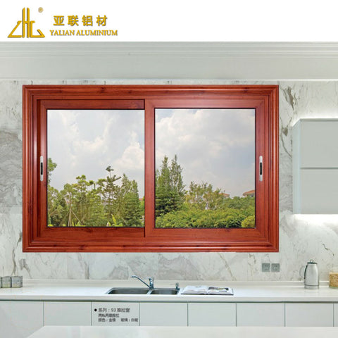 Commercial aluminum frames window , wood grain colors aluminium frame sliding glass window on China WDMA