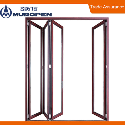 Commercial double glass fold away door accordion folding doors on China WDMA