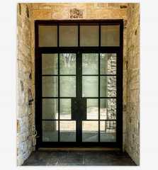 Commercial temper glazed black crittall iron windows modern wrought iron doors for entrance on China WDMA