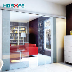 Customized interior aluminum frameless tempered glass office sliding door system on China WDMA