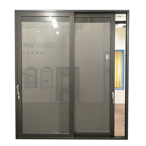 Double side patio aluminum glass sliding door with built in blinds on China WDMA