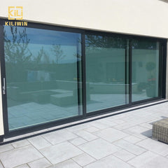 Foshan custom doors manufacturer best price patio 3 panel tempered glass soft close aluminum sliding door with blinds on China WDMA