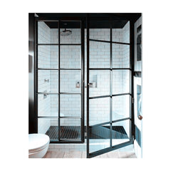 WDMA House Exterior Double Tempered Glass Iron Door Design