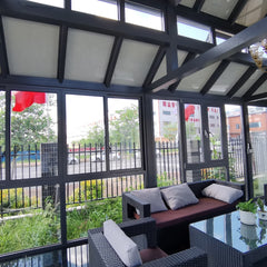 China WDMA european style prefabricated aluminium double glazed sunroom conservatory/ glass green house/ glass garden house