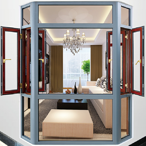 WDMA New design aluminum alloy bay casement windows with double clear glass