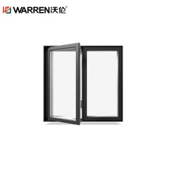Warren 36x48 Inward Opening Aluminum Laminated Glass Black Hurricane Impact Window For Balcony