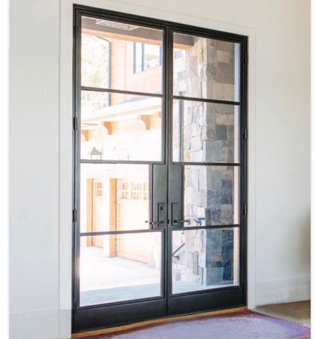 WDMA  Cheap price iron glass door and windows hot sale in Australia steel frame french door with grill design