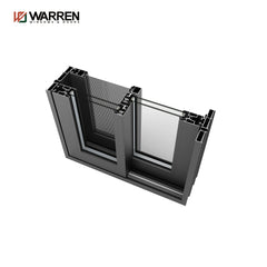 WDMA 144x96 Sliding Aluminium Full Glass Black Wide External Door Automatic Blinds