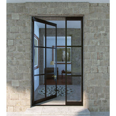 WDMA Modern wrought iron interior tempered glass door grill design iron steel french door