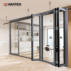 80 Aluminum alloy patio glass folding door color customized with entry door with oval window