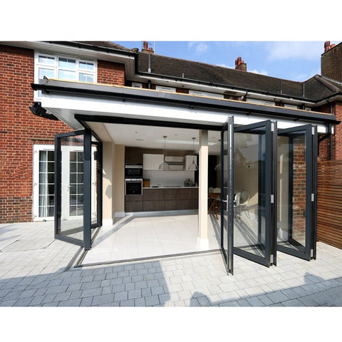 Commercial Accordion Folding Doors Room Dividers Luxury Aluminium Tempered Glass Bi-Fold Doors French