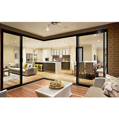 Commercial Or Residential Used Corner Black  Aluminum Horizontal Sliding Glass Door Accordion doors