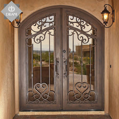 front wrought iron safety patio doors design wrought iron double open front entry doors for villa and house on China WDMA