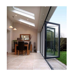 Aluminum  Profile Wooden Color Powder Coated Door aluminum bi folding door