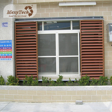 Custom outdoor waterproof wpc sunshade louvers wooden plastic window louver on China WDMA