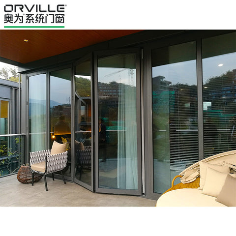 Low cost customized high-end folding design glass doors made in ORVILLE on China WDMA