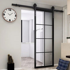 WDMA Metal framed glass sliding doors with barn door hardware kit