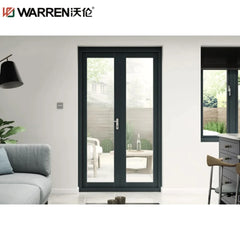 WDMA 36x72 French Aluminium Triple Glazing Gray insulated Double Door Exterior