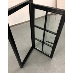 WDMA Black Metal Frame Unbreakable Fixed And casement Balcony Glass Doors