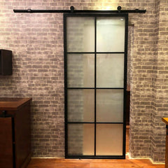 WDMA Metal framed glass sliding doors with barn door hardware kit