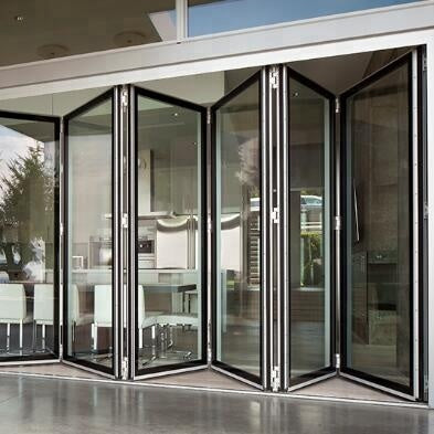 High quality powder coating aluminum glass bi fold door with insert blinds and grids on China WDMA