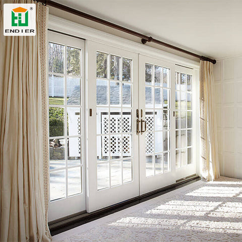 Home Interior french 4 panel patio sliding doors for balcony double glass sliding door with grills on China WDMA