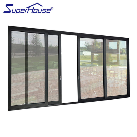 Hurricane proof CSA/NFRC/ NOA and AS2047 standard double toughened glass Thermal break double glass 4 panel sliding door on China WDMA