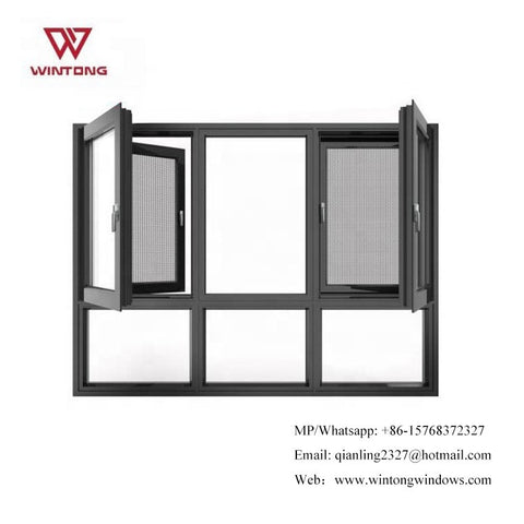Insulated Aluminum Frame Large Glass Louver Window Fixed Windows With Shutter Commercial Glass on China WDMA