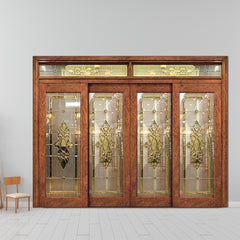 Luxury type solid timber wood glass door on China WDMA