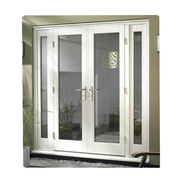 Modern Design Exterior Double Glass Front Casement Swing French Upvc Doors With Security Screen Blind on China WDMA