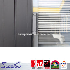 NFRC Canada standard commercial powder coating aluminum glass bi fold door with insert blinds and grids on China WDMA