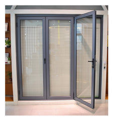 Patio Door Triple Rail Aluminum Double Tempered Glass Sliding Door with Mosquito Net on China WDMA