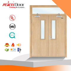 Solid Wooden Fire Rated Standard Size Hospital Door With Glass Window