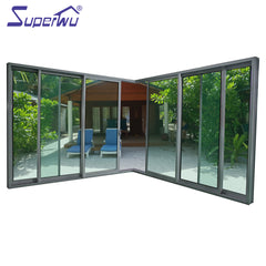 Solution to USA market commercial aluminium three rails six panels corner sliding doors on China WDMA