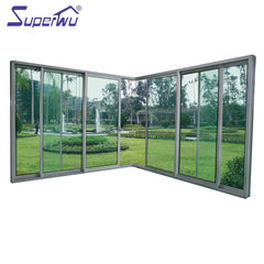 Solution to USA market commercial aluminium three rails six panels corner sliding doors on China WDMA