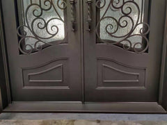Square Top NEW DESIGN Double Iron Entry Doors SE-GD022 on China WDMA