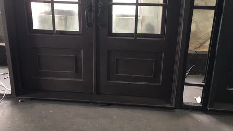 French patio iron doors designs with glass inserts on China WDMA